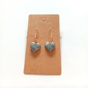 Fashion Jewelry Glittery Silver Hearts Dangle Earrings